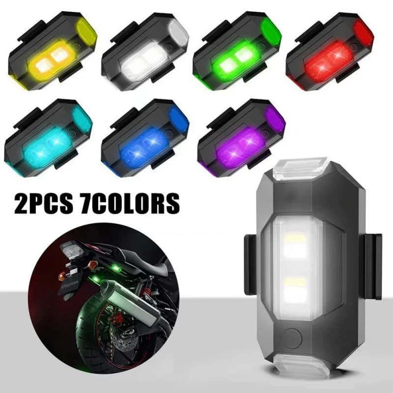 4 Pezzi - Luce stroboscopica a LED quadrata per moto e drone, luce di avvertimento per veicoli elettrici e camion, luce di navigazione ricaricabile