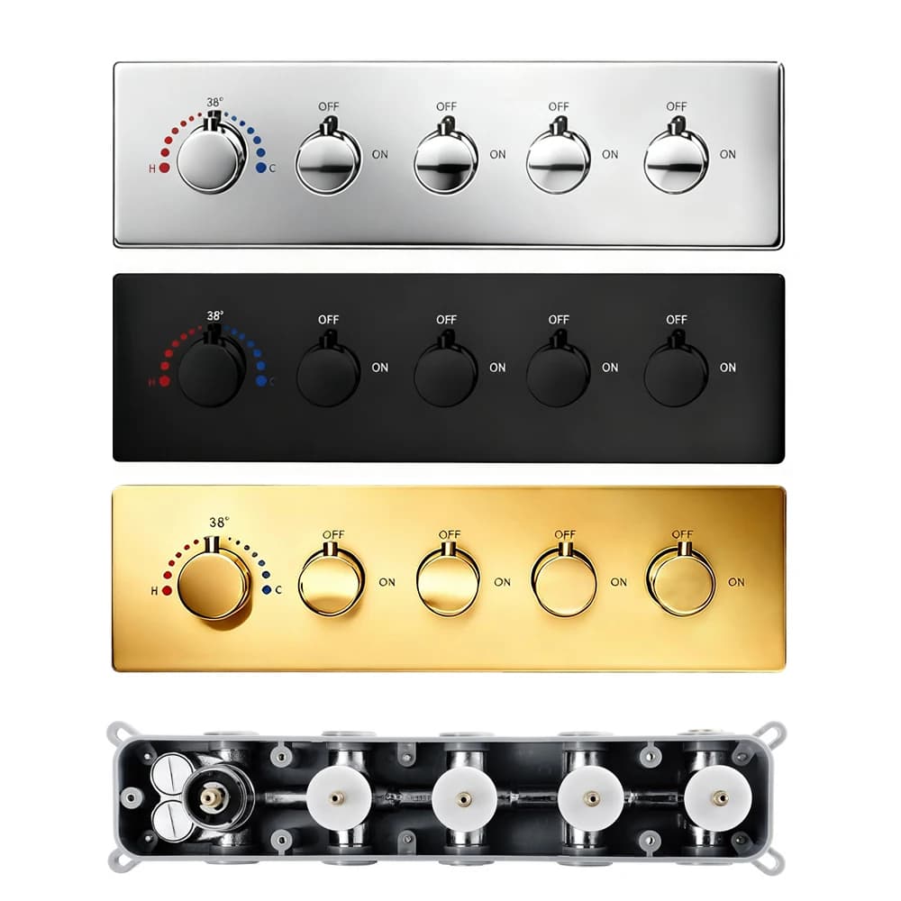 Qlonn Concealed Thermostatic Mixer Brass , Smart Bathroom Faucet For Shower Set Wall－Mounted Shower Diverter DIY Color/Function