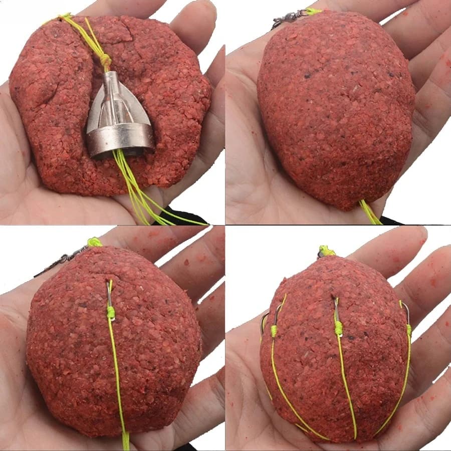 Set of 4 Anti-slip Carbon Hooks for Jig, Weight 24g, Measures 6-13 # I love fishing for Carpe with Hook Ardiglione, Lead and Sling with Lenze