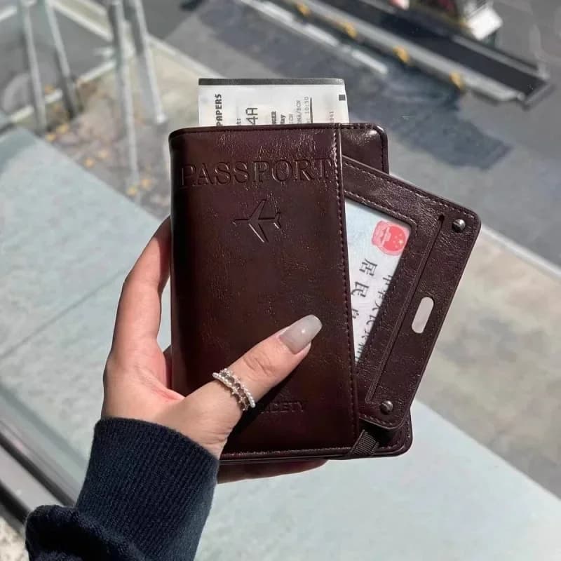 Elegante portafoglio per passaporto per tutti i giorni e in viaggio: elegante custodia per documenti con blocco RFID, portafoglio per passaporto di lusso per riporre le carte