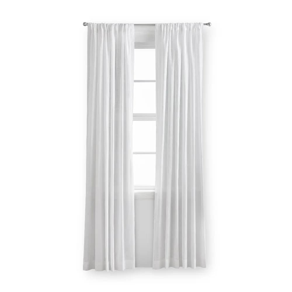 Mainstays 100% Cotton Indoor Sheer Rod Pocket Single Curtain Panel , White , 50" W x 63"L