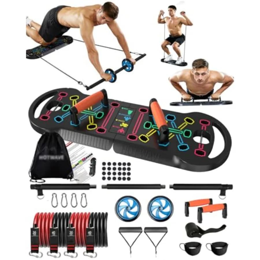 Set Fitness Portable 20-in-1 with Feeding Table, Resistance and Wheel for Home Training, Black