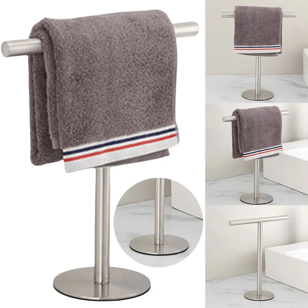 Portasciugamani in Acciaio Inossidabile con Base Pesante, Porta Asciugamani a T per Bagno, Cucina, Mobile Lavabo