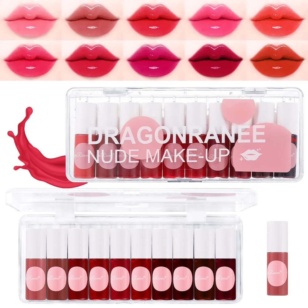 Set di 10 lucidalabbra effetto specchio: lucidalabbra facile da applicare, idratante, brillante, finitura effetto vetro, non appiccicoso, a lunga durata, lucidalabbra perlato con brillantini fini, rossetto effetto specchio, set da 10 colori