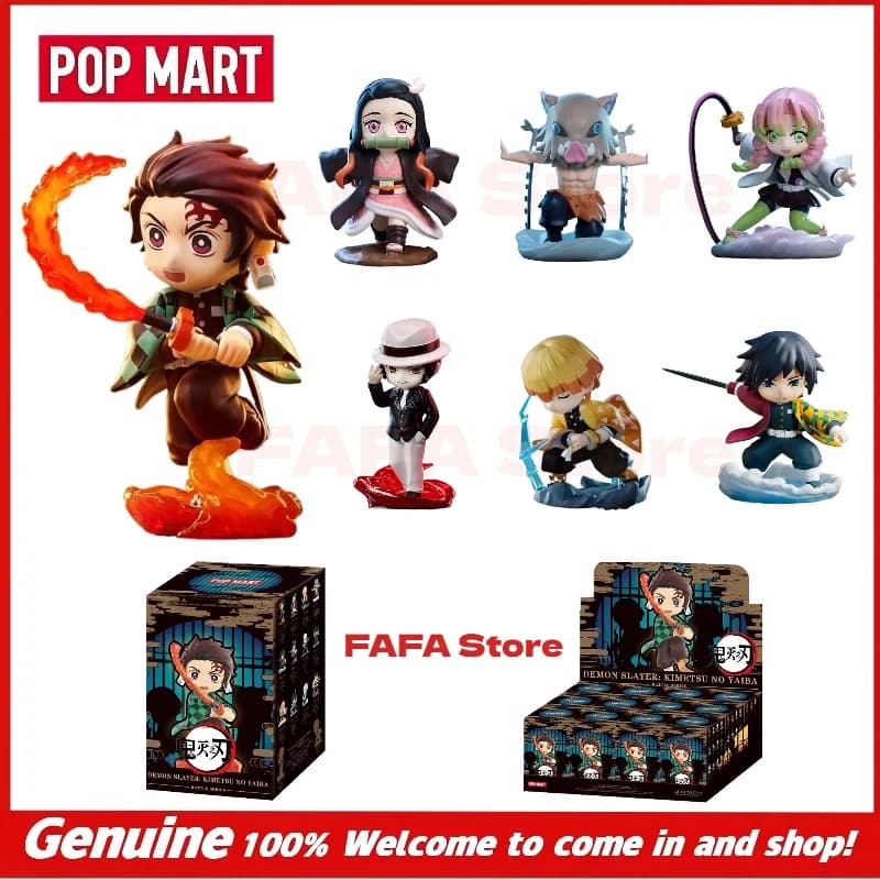 Genuine Pop Mart Demon Slayer Kimetsu No Yaiba Battle Series Figure Blind Box Toy Gift Mystery Boxes Hippers Anime Cute Stuff