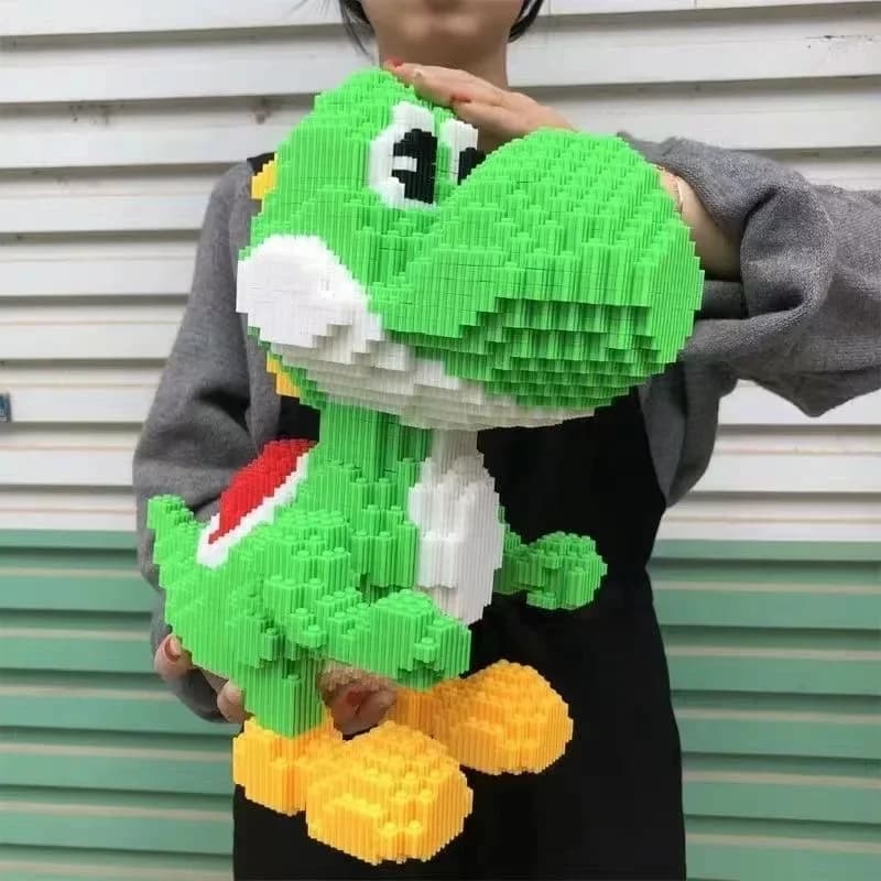 Blocchi da Costruzione Giganti di Dinosauro Verde da 33cm, Personaggio di Gioco, Mattoncini a Piccole Particelle, Giocattolo Assemblabile per Bambini