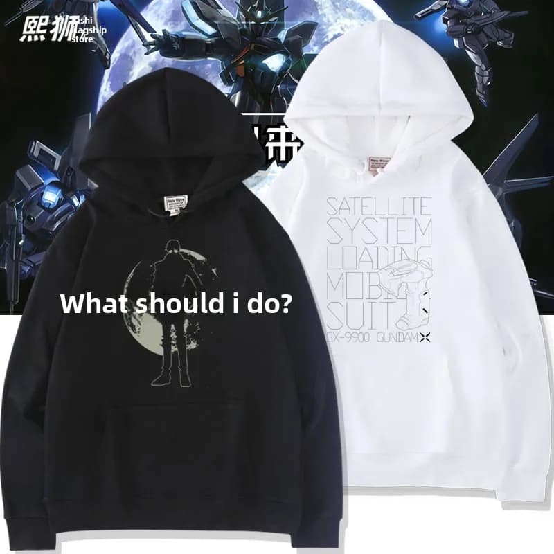 Felpa con Cappuccio Moon Outlined in Cotone e Poliestere, Casual, a Maniche Lunghe, Stampata, per Uomini, Donne e Studenti, per Uso Quotidiano