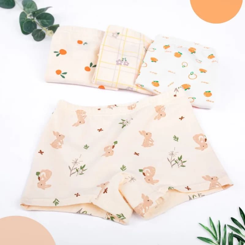4 pezzi ragazze bambini cotone morbido mutandine antibatteriche bambino carino stampa mutandine sottili slip traspiranti 3 + y bambini piccoli biancheria intima