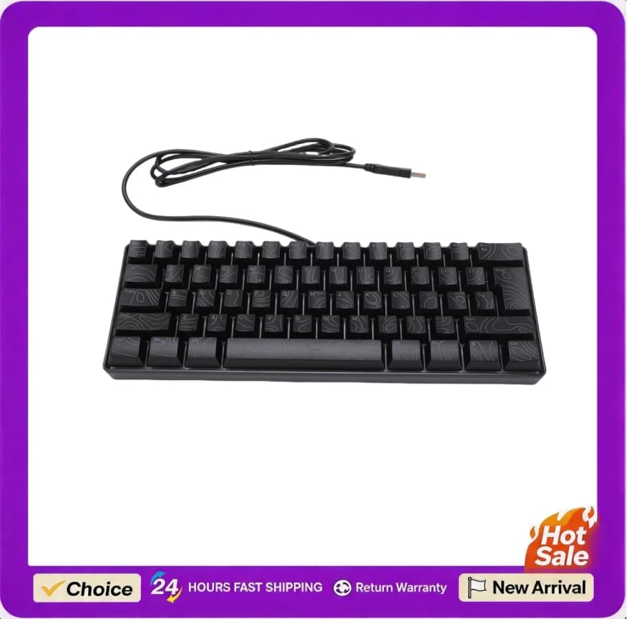 USB Wired Keyboard Computer RGB N Key Rollover Keyboard Contour Keycaps 61 Key Mechanical Membrane Keyboard for Working Gaming
