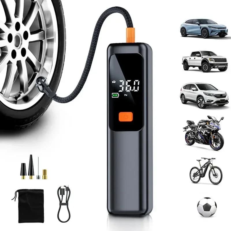 Portable Wireless Tire Inflator LED Display Electric Air Pump Rechargeable Car Air Compressor For Motorcycle Bike Balls Tyre