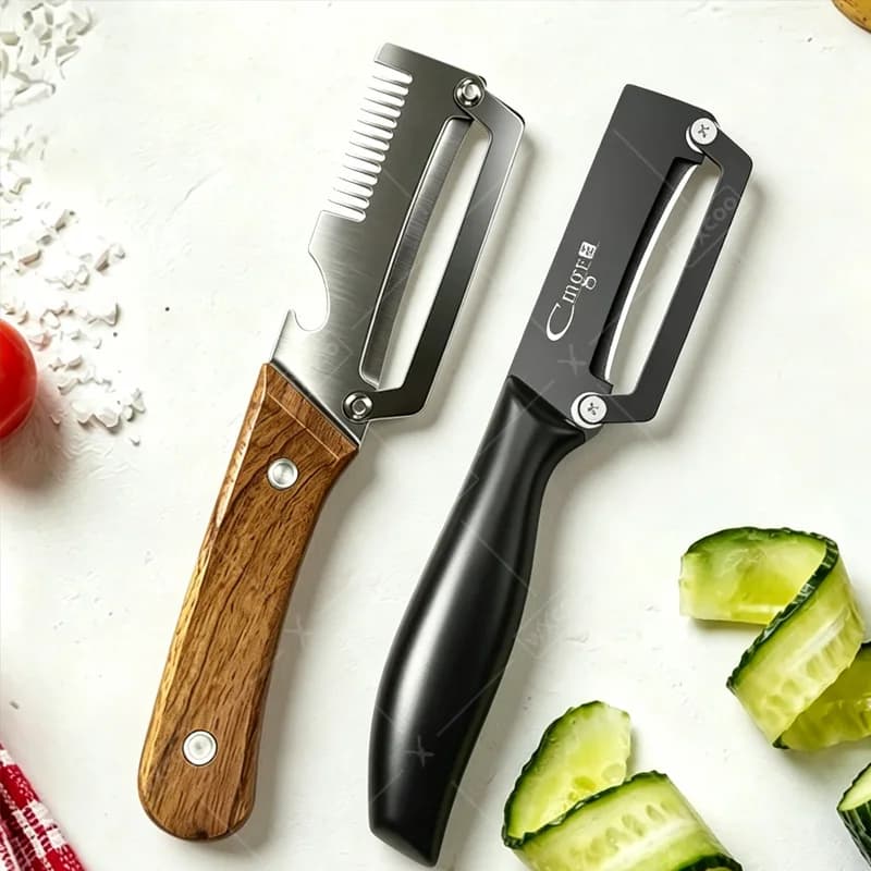 Coltello Pelapatate in Acciaio Inox per Frutta e Verdura, Utensile da Cucina per Pelatura e Affettatura, Apribottiglie