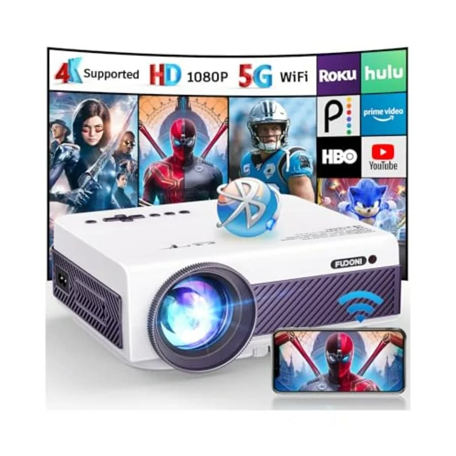 Proiettore portatile 1080P WiFi Bluetooth con altoparlante integrato, supporta schermi fino a 300 pollici, compatibile con smartphone, HDMI, USB, AV