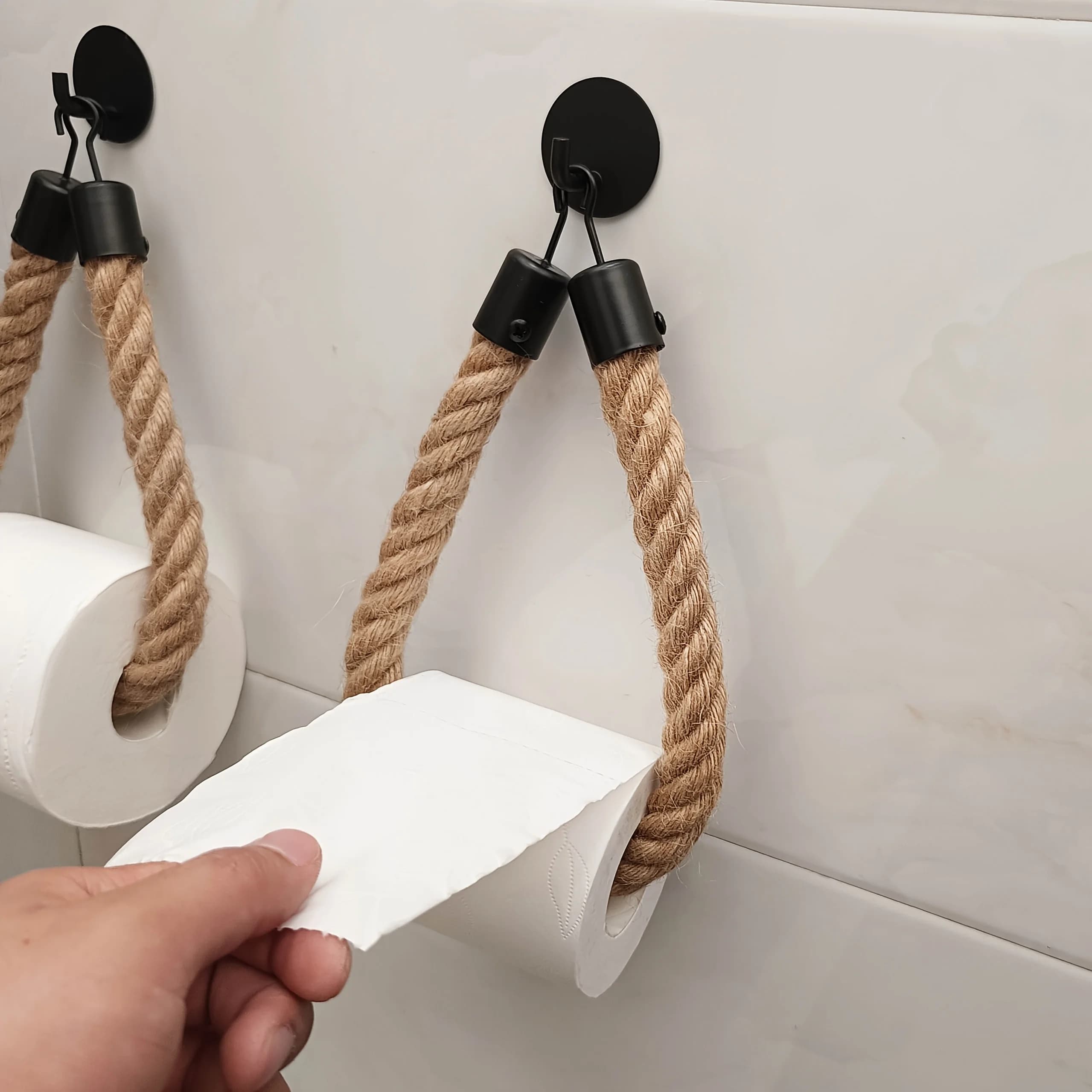 Porta carta igienica con bastoncino in corda per bagno dell'hotel Porta carta igienica a parete per la casa Accessori per il soggiorno