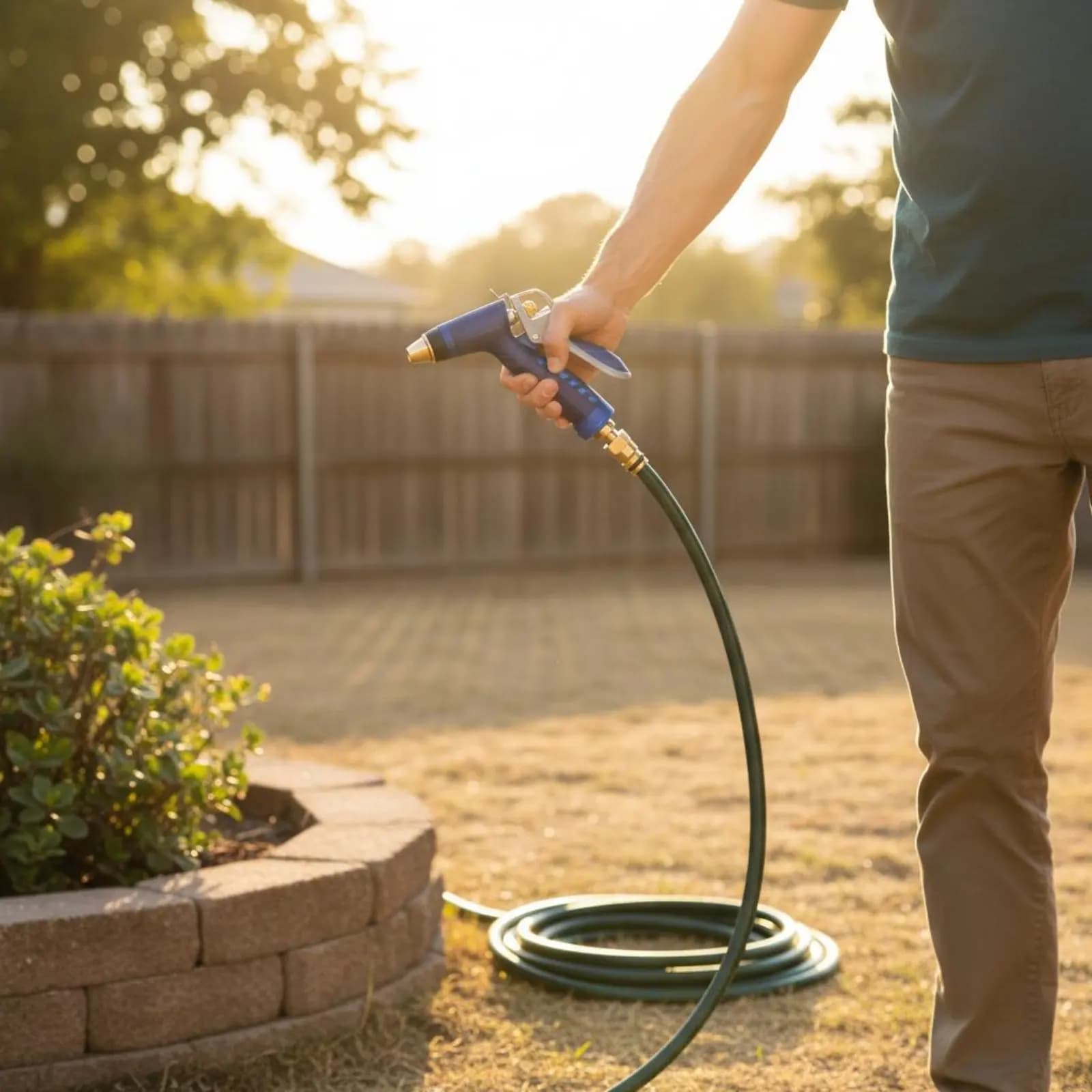 Spruzzatore per lavaggio auto con testa in ottone, resistente alla ruggine, per giardino e esterni, con impugnatura ergonomica per la pulizia del cortile