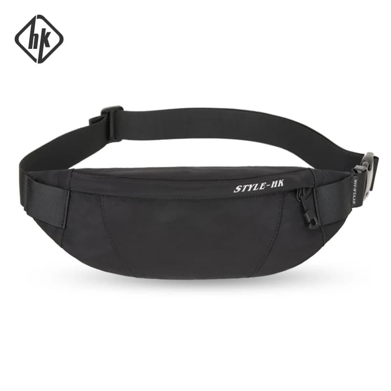 Hk Fanny Pack Nero Impermeabile Marsupio per soldi Borsa da uomo Portafoglio da viaggio per adolescenti Cintura Marsupi maschili Custodia per sigarette per telefono