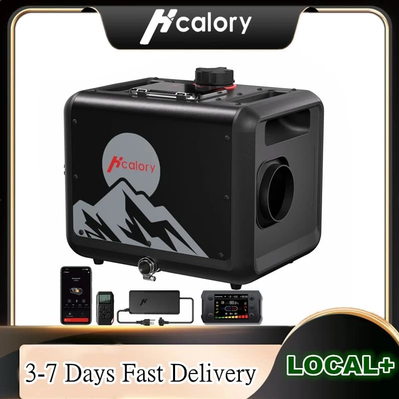 Hcalory 8KW Upgrade Toolbox Max Riscaldatore d'aria diesel portatile, 100-240V AC e 12/24V DC Riscaldatore ausiliario diesel con sensore di allarme CO