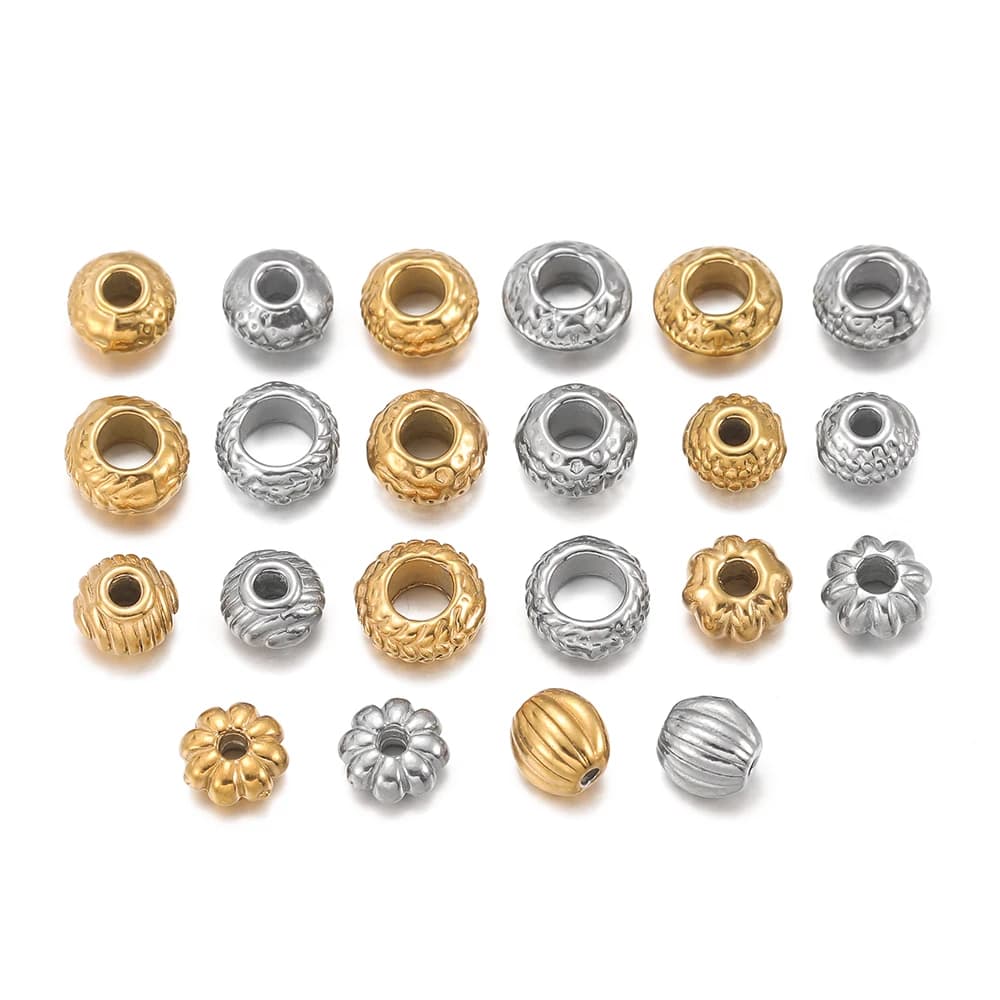 5 pcs/lot gold spacer beads shaped round stainless steel flower for accessories for handmade jewelry creation with diy bracelet