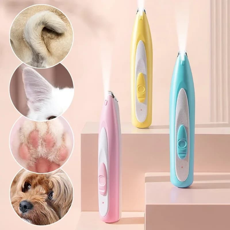 Nuovo piede per animali domestici forbici a spinta elettrica rasoio per piedi per gatti speciale con luce a LED peli di animali domestici per toelettatura lama allargata da 18mm