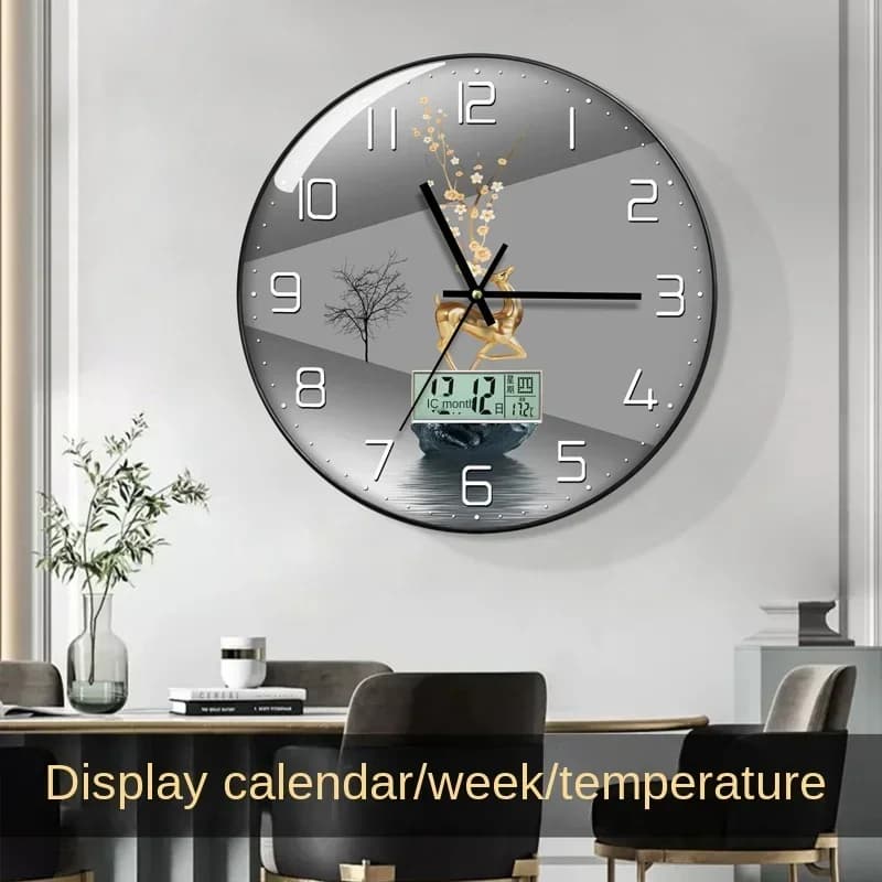 Orologio da parete Orologio da soggiorno con calendario Casa Orologio da parete semplice e moderno alla moda 2023 Nuovo stile Orologio muto Luce di lusso