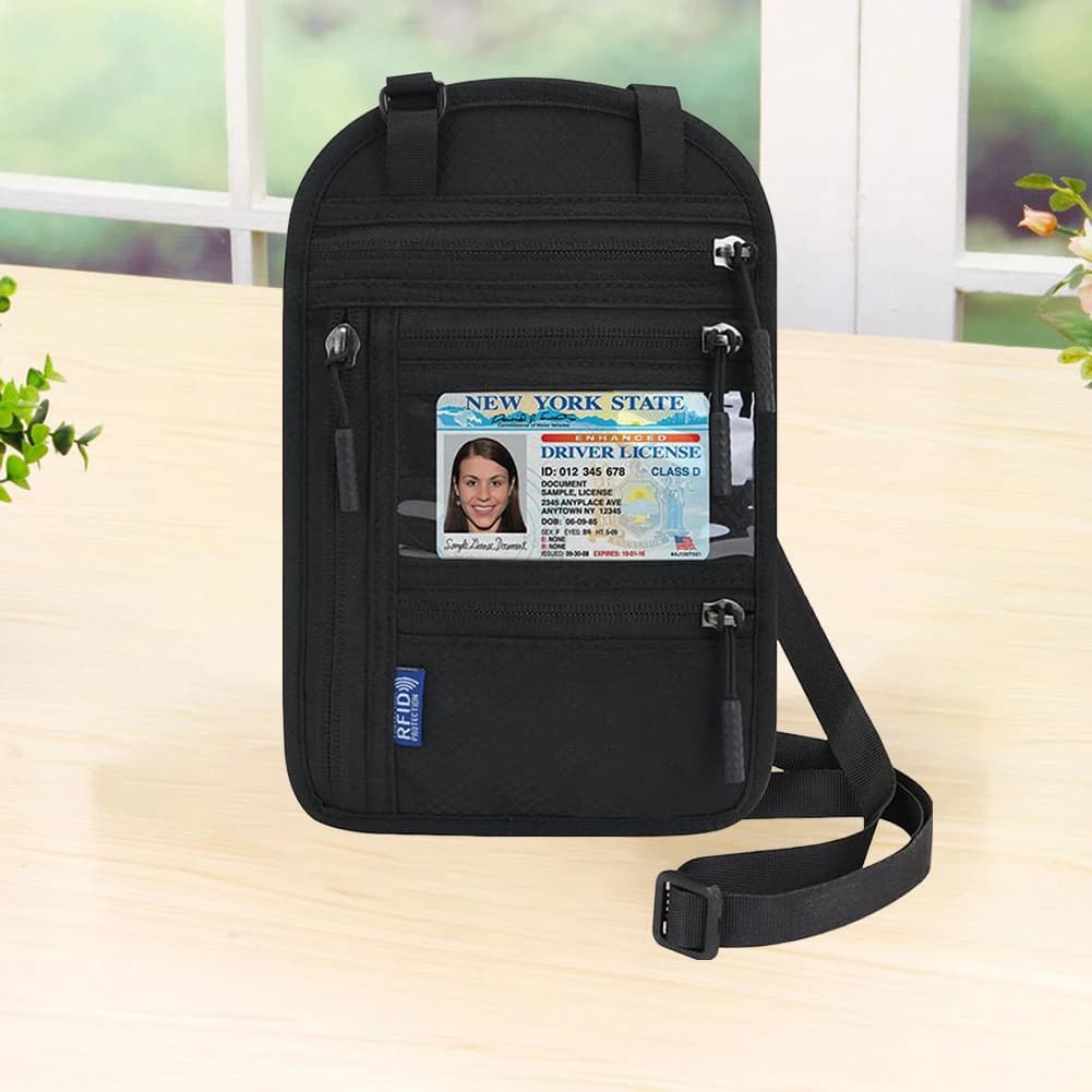 RFID Travel Passport Holder Document Organizer Shoulder Card Bag for Men Women