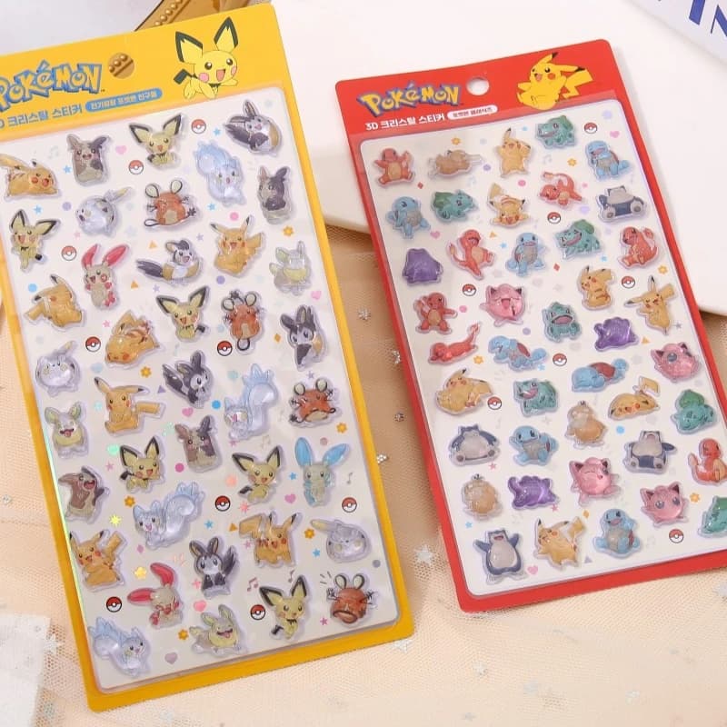 3D Pokemon Pikachu Kawaii Stickers Transparent Jelly Crystal Cute Decals Cartoon Anime for DIY Notebook Phone DIY Sticker Toy