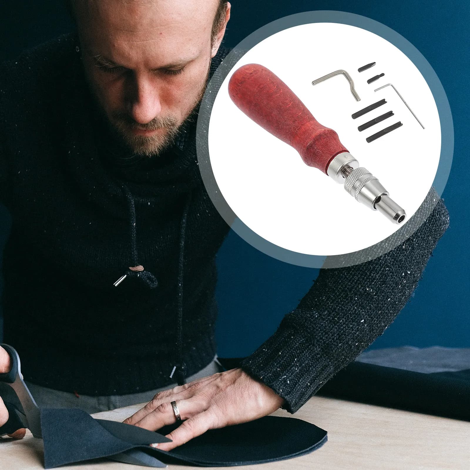Set di 7 Utensili Multifunzione per Scanalatura e Pressatura di Bordi, Strumenti per Lavorazione Artigianale di Portafogli e Borse Fai-da-Te