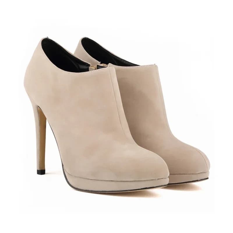 Stivaletti da Donna Autunno Inverno 2026, Caldi con Zip, Punta Tonda, Tacco Alto 11CM, Scarpe Eleganti da Donna