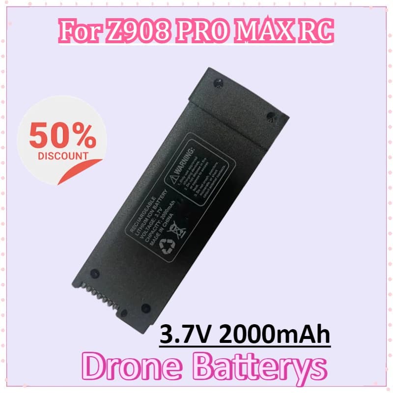 New Z908 Pro 3.7V 2000mAh Drone Batterys for Z908 PRO MAX RC Plane Z908 MAX Black Rechargeable Battery Accessories Parts