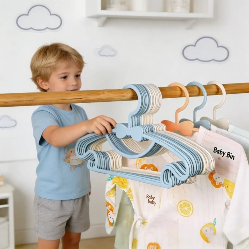 Clothes rack for children's home and bedroom, 50 pieces, plastic, portable, for babies and small children