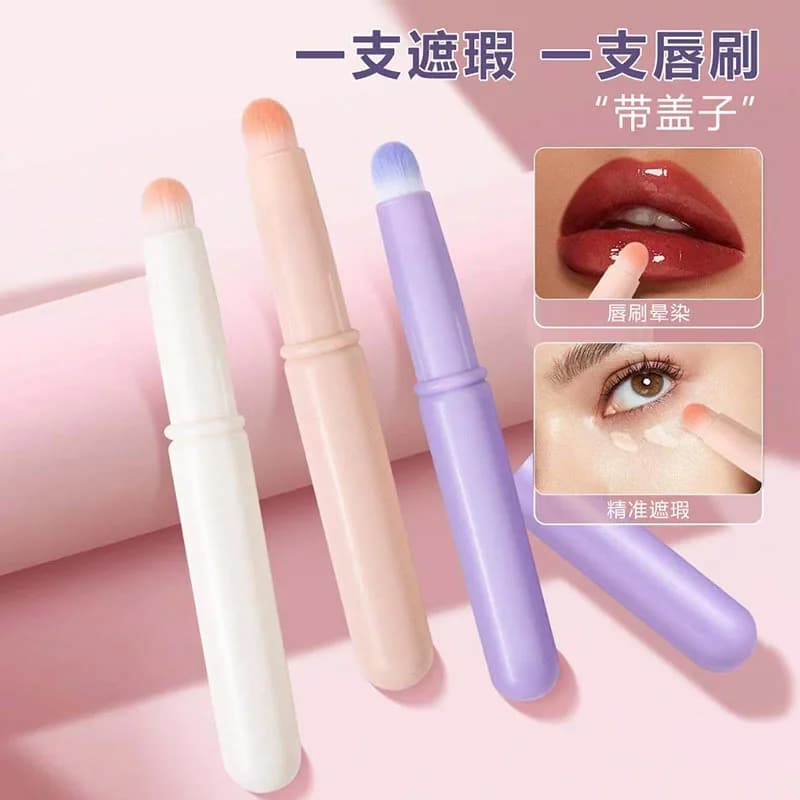 Nuovo Pennello Singolo per Trucco, Pennello Portatile per Ombretto, Pennello per Labbra, Pennello Correttore con Coperchio, Mini Pennello per Rossetto