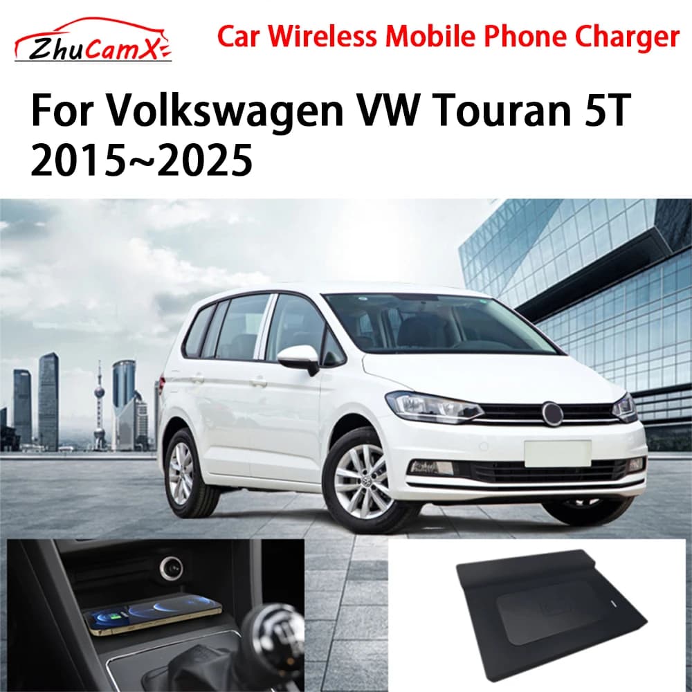 Wireless Phone Charger for Car Central Storage Console QI 18W iPhone Fast Charging for Volkswagen VW Touran 5T 2015-2025