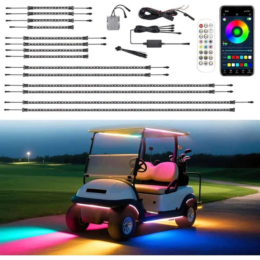 LED Strip for Golf Cart, LED Downlight Kit, Neon Strip Lighting, Compatible with EZGO Club Car, 12V - 8