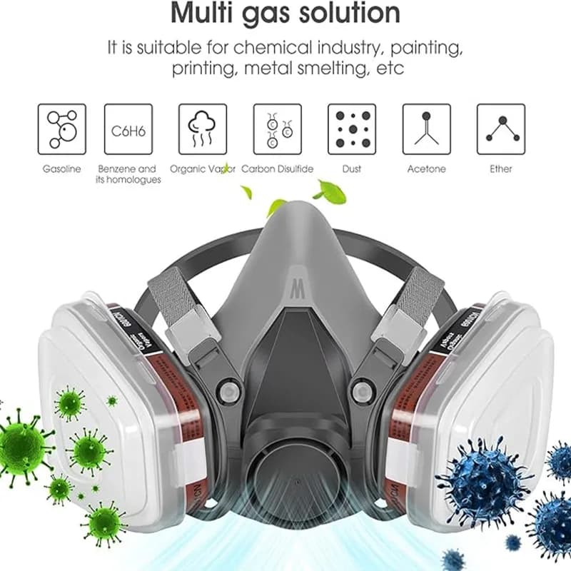Nuovo 15in1 6200 Respiratore per gas antipolvere Mezza faccia Maschera antipolvere per la verniciaturaSpraying Vapore organico Filtro gas chimico Sicurezza sul lavoro