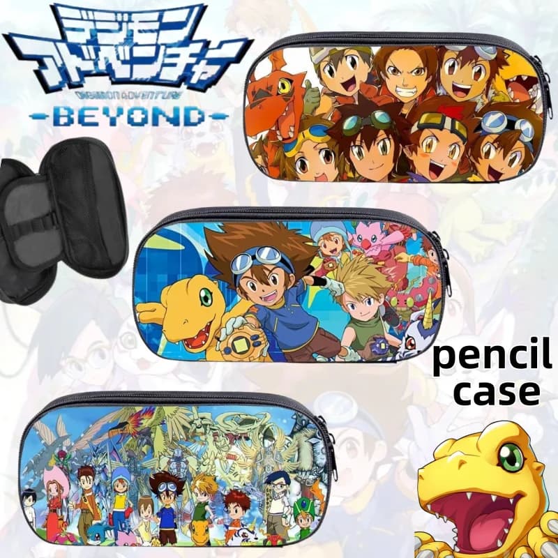 Digimon Adventure TaichiYagami Agumon Borsa portaoggetti personalizzata versatile per cancelleria per cartoni animati Borsa per matite periferiche anime semplice