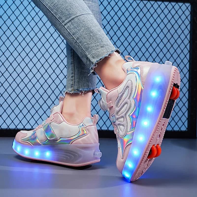 Children's LED Wheel Skaters Ice Skating Running Shoe with Wheels NEW 4-wheel roller skates for boys and girls