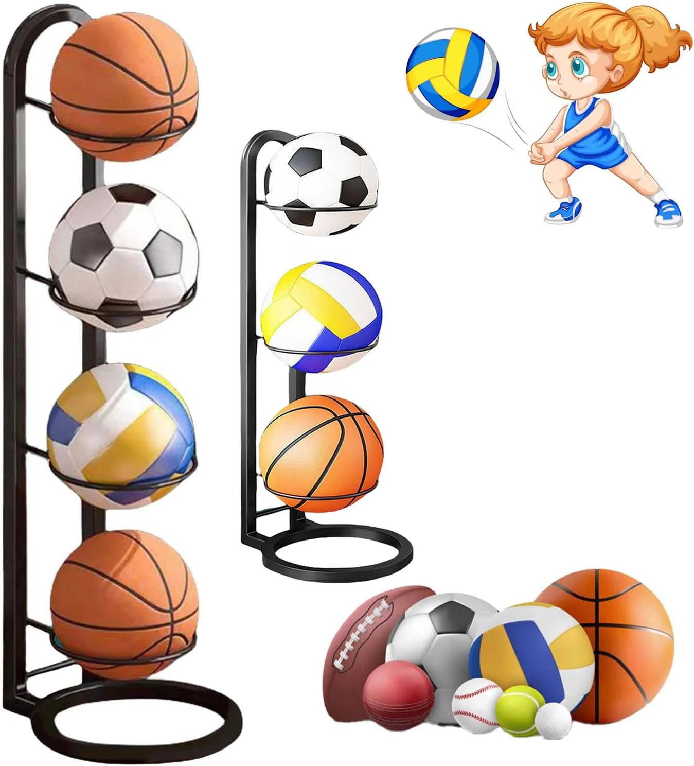 Children's Basketball Holders for Indoor Kids Put Ball Bearing Basket for Soccer Holders Positioned Space for Volleyball Support for kindergarten