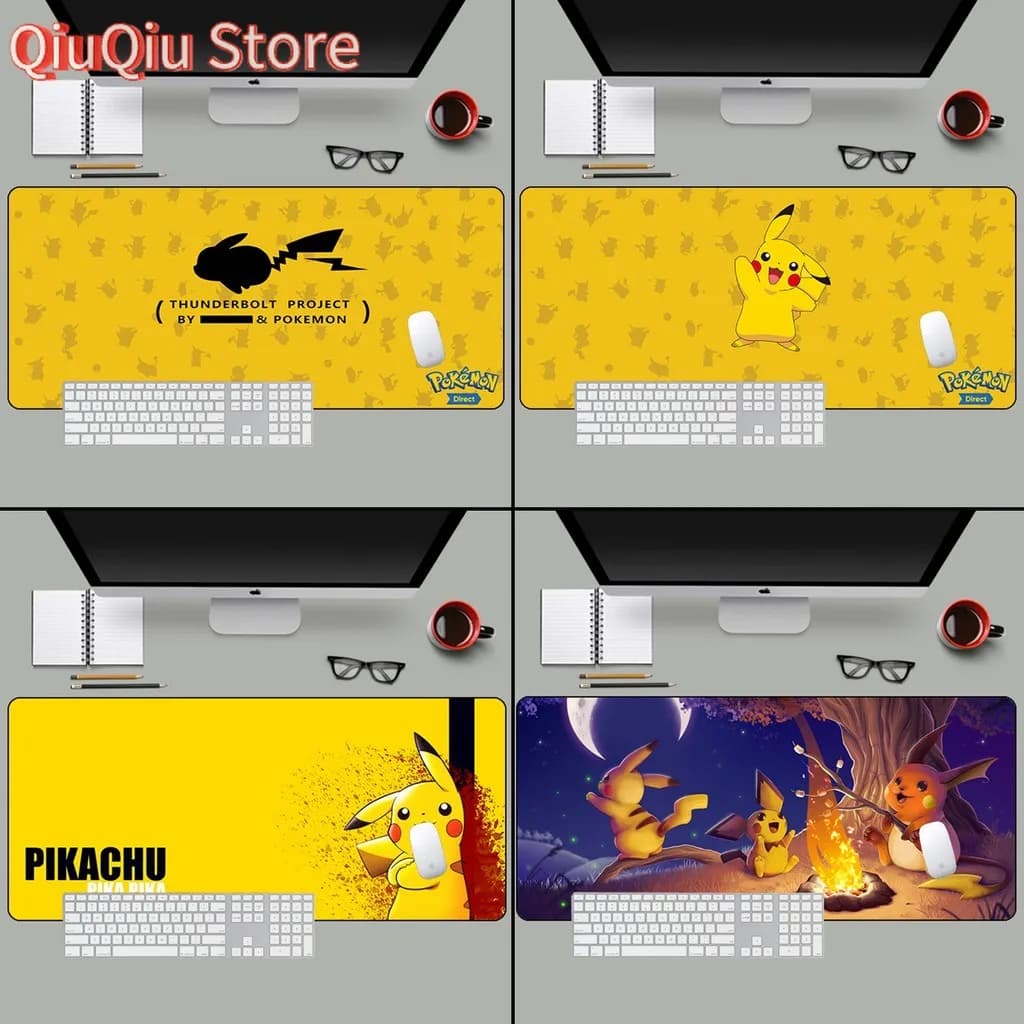 Tappetino per mouse Pokemon Pikachu Tappetino per mouse taglie forti Tappetino per mouse da gioco Tappetino per tavolo Base in gomma antiscivolo impermeabile di grandi dimensioni e durevole