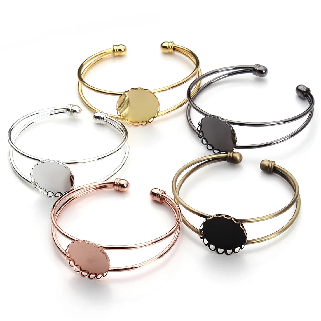 Alta Quslity regolabile braccialetto Base braccialetto spazi vuoti vassoio lunetta bracciale in ottone impostazione Cabochon cammeo risultati dei monili fai da te