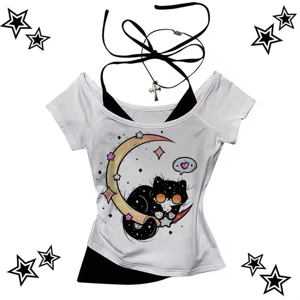 Goth Mystic t shirt girl Gothic Pastel Graphic aesthetic Colorful tshirt Pastel Classic Grunge Pop Culture University 2000s