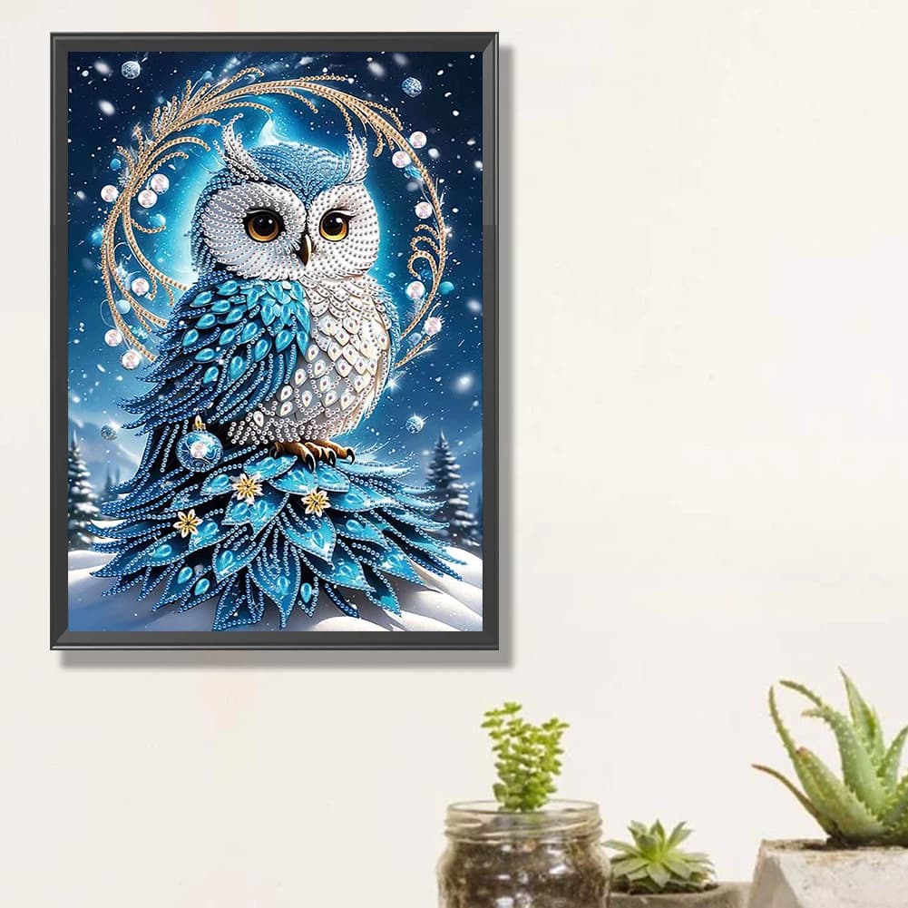 Kit Pittura Diamante 5D Fai da Te a Forma Particolare con Diamanti Speciali Gufo Decorativo 30x40cm