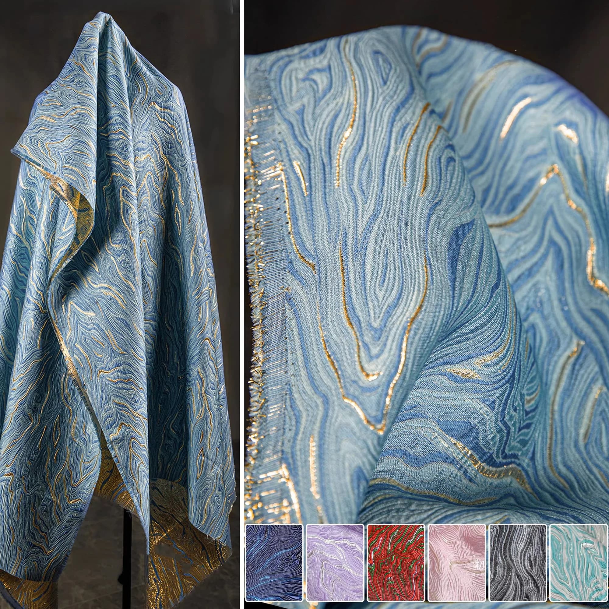 Golden Thread Micro Light Jacquard Fabric with Three-Dimensional Texture for Art Clothing Design Oil Painting Inspired