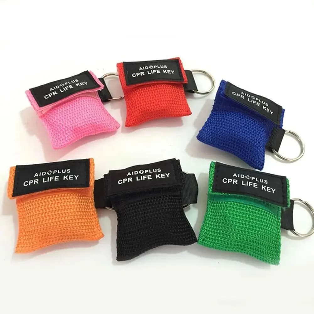 Disposable CPR Mask Mouth Breath Professional Emergency Face Shield Keychain Ring Nylon Bag Resuscitator Mask Adults Children