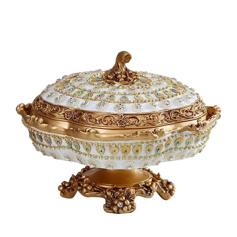 Piatto di frutta secca rotante europeo, ornamento per tavolino da salotto domestico, piatto snack coperto di fascia alta