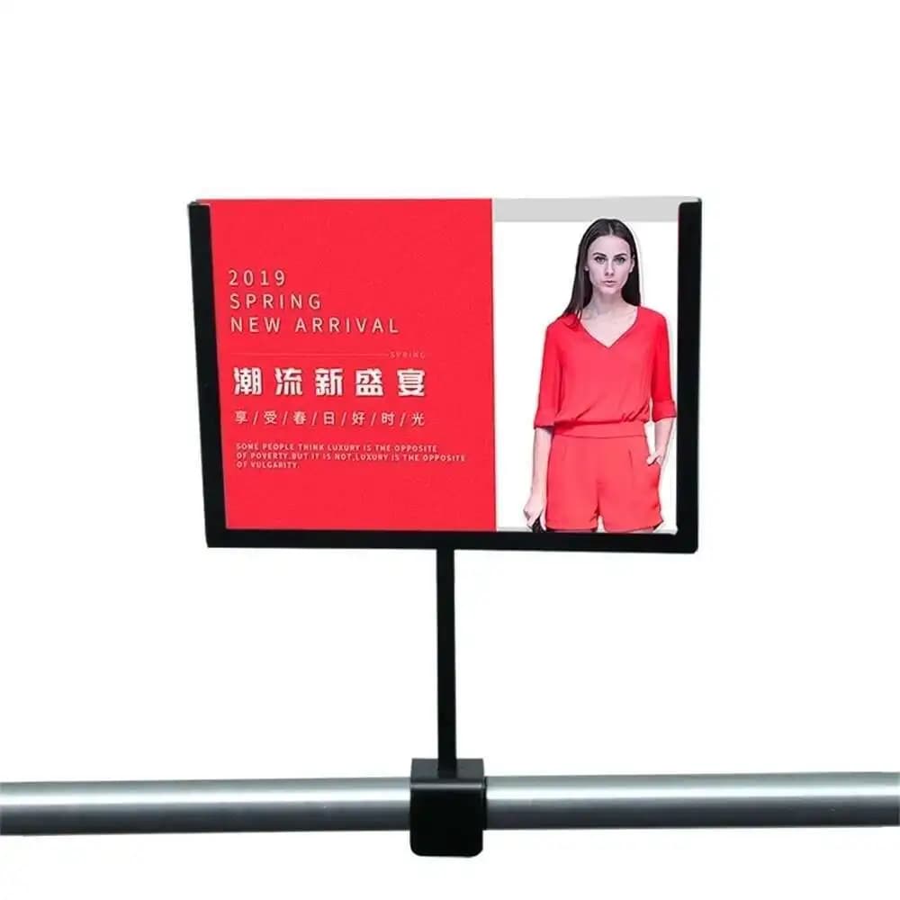 Negozio di abbigliamento Scaffale Talker Tubo Morsetto per tubo quadrato Cornice per poster Cartellone pubblicitario Porta etichette per prezzi promozionali A4/a3/a5