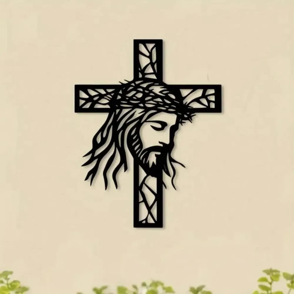 Iron Cross Metal Wall Art Aluminum Plate Home Decoration Christian Religious Statue for Altar Prayer Room Gift