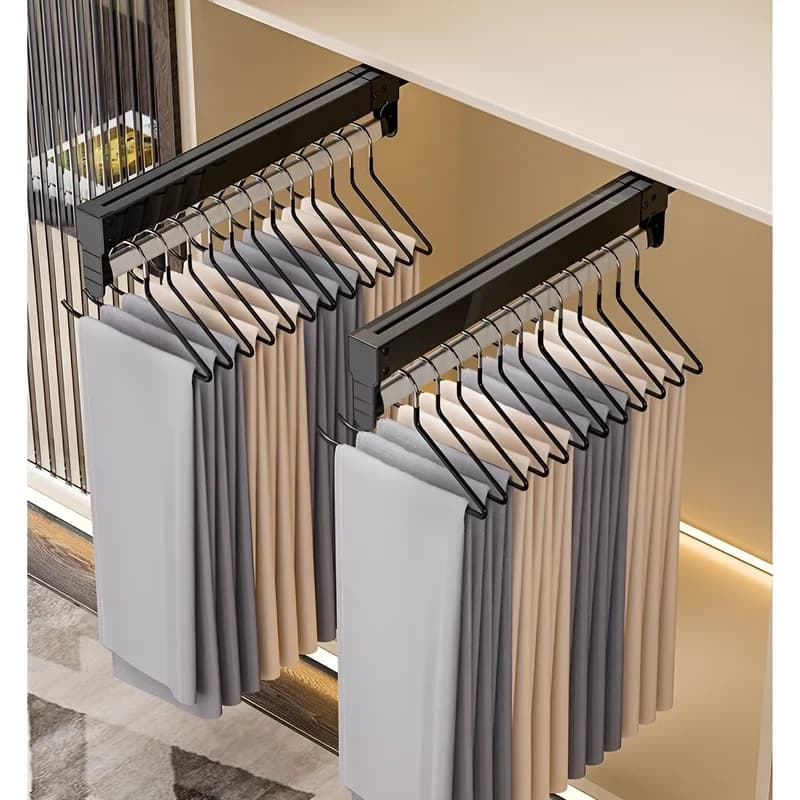 F2 Retractable clothes hanger for wardrobe Telescopic clothes rack for hanging trousers Pull-out coat rack for storing the closet