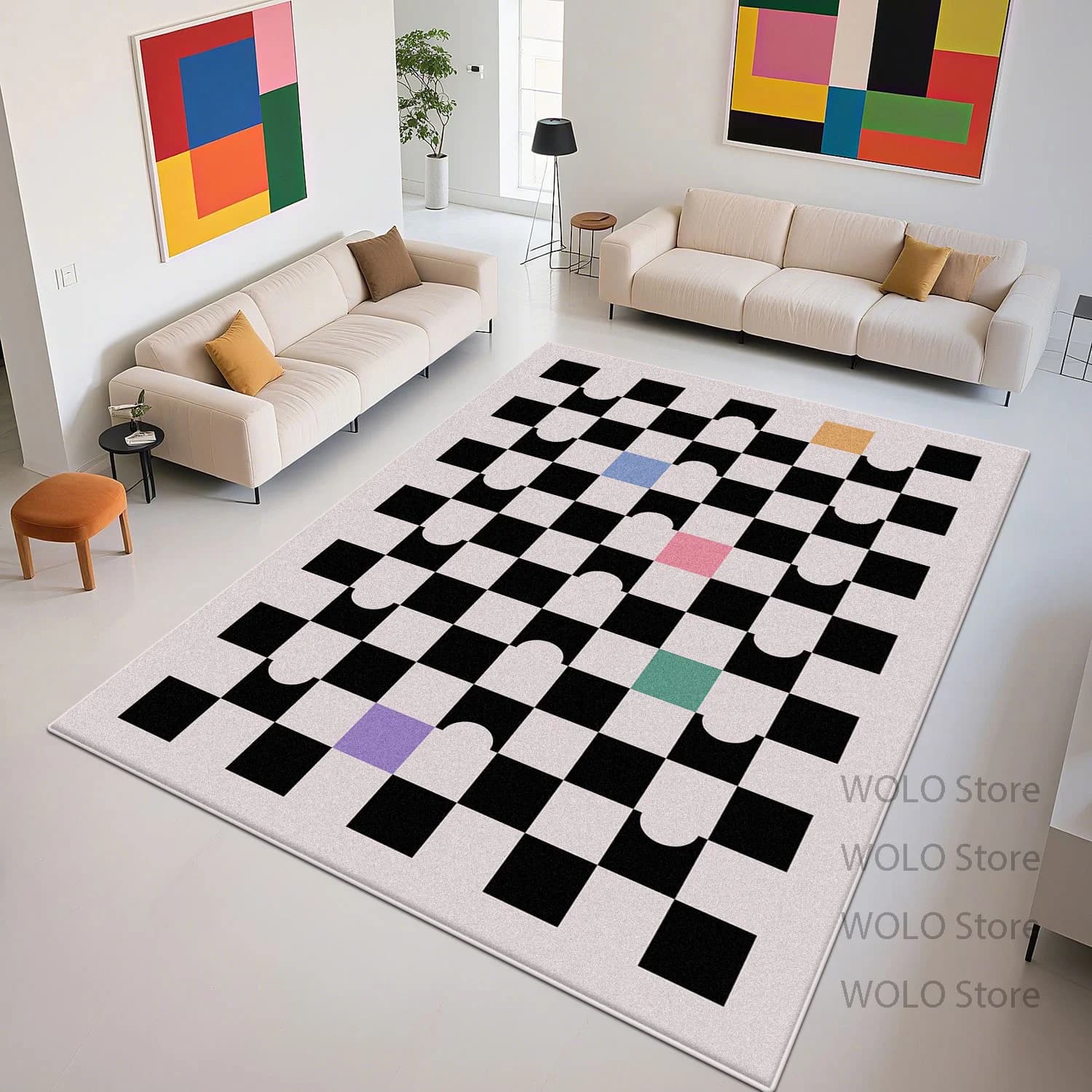 Stain-resistant Washable Short Velvet Large Size Rugs Minimalism Decoration Mat Living Room Sofa Table Chair Non-slip Carpet