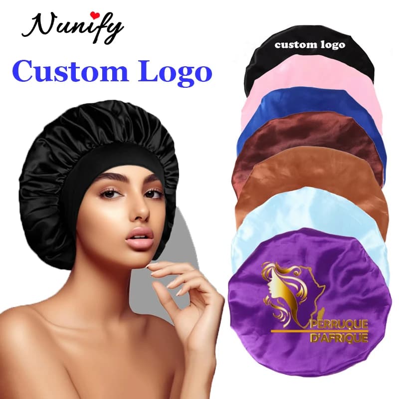 10 Pezzi Cuffie in Raso Personalizzabili con Logo, Fascia Larga 6 cm, Morbide e Confortevoli, Protezione per Capelli Femminili, Accessori Bagno