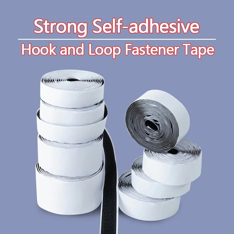 1M/Pair Strong Self Adhesive Hook and Loop Tape, Heavy Duty Sticky Back Nylon Fastener Strip for Home Office Car DIY Crafts