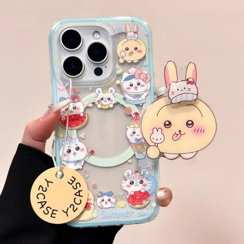 Custodia per Cellulare Anime Chiikawa Usagi con Rotazione Magnetica, Compatibile con iPhone 17 16 15 14 13 12, Nuova Custodia Carina per Ragazze